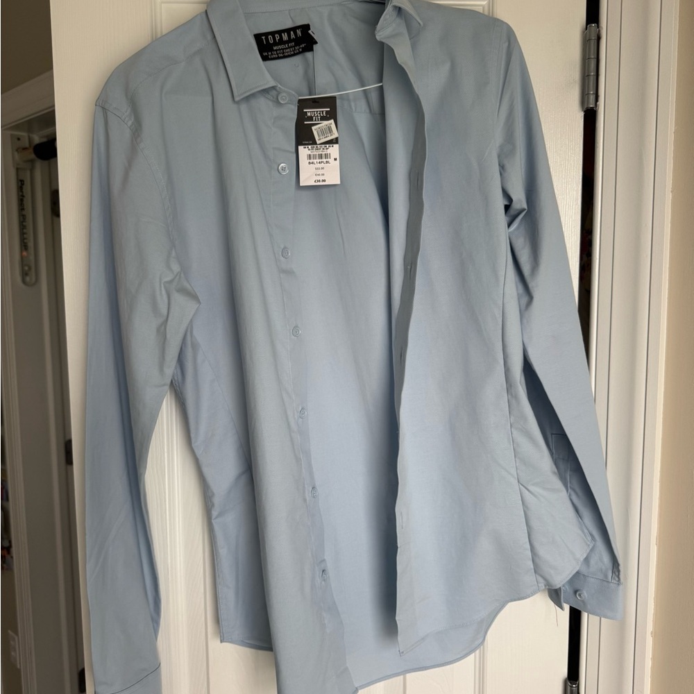 Topman Sky Blue Long Sleeve Shirt